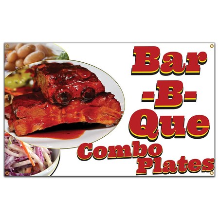 Signmission Bar-B-Que Combo Plates Banner Concession Stand Food Truck Single Sided B-96 Bar-B-Que Combo Plates19
